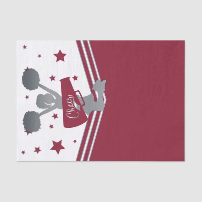 Papier Mousseline Maroon & Silver Stars Cheer Cheer Party (Recto)