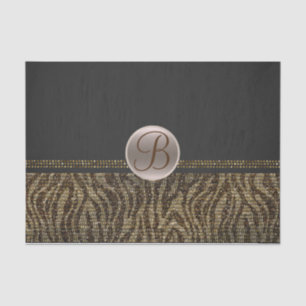 Papier Mousseline Marque-page initiale en Zèbre doré marron