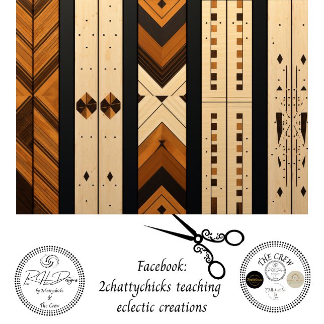 Papier Mousseline Marqueterie Bois Géométrique Teintes Rustiques (Créateur téléchargé)