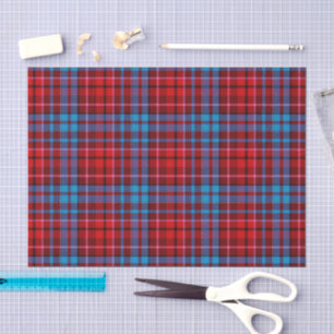 Papier Mousseline Marron Bleu Rouge Dessin à carreaux Tartan