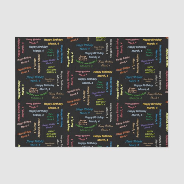 Papier Mousseline Mars, 4 Anniversaire Tissue Paper (Recto)