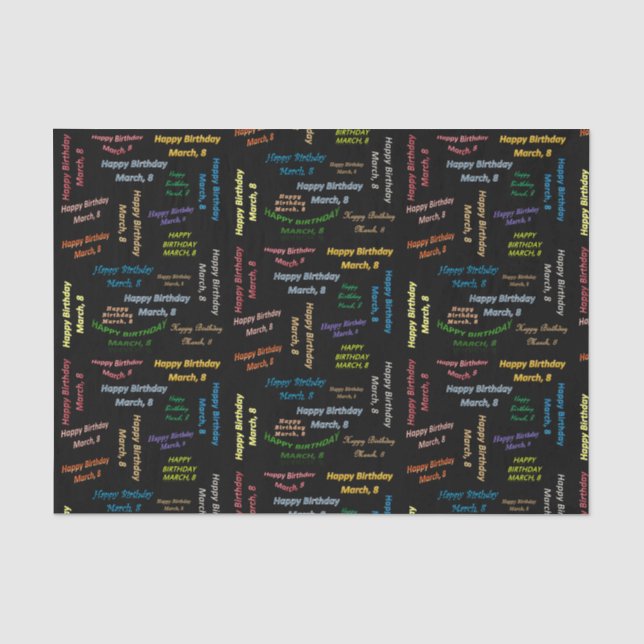 Papier Mousseline Mars, 8 Anniversaire Tissue Paper (Recto)