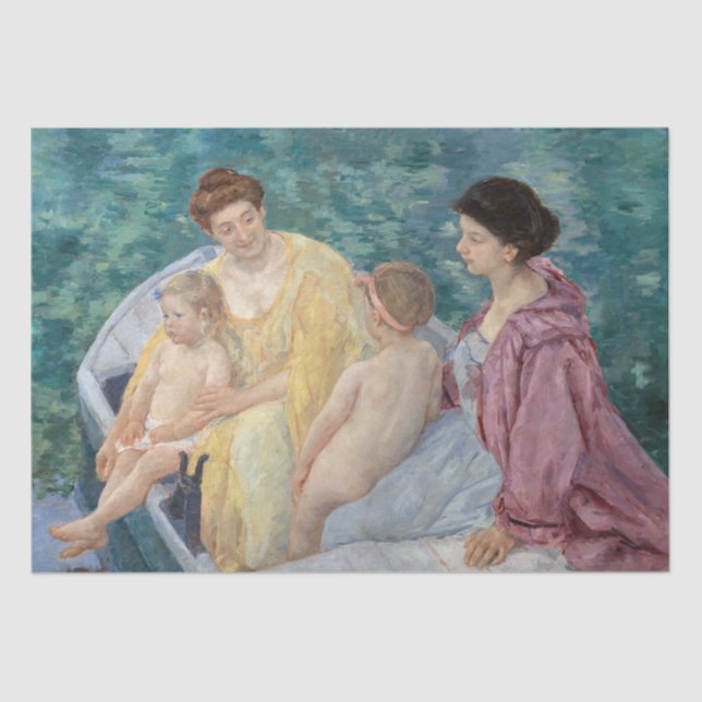 Papier Mousseline Mary Cassatt - Deux mères et enfants dans un batea (Recto)