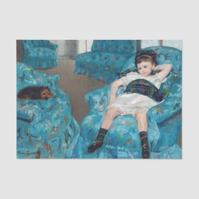Papier Mousseline Mary Cassatt - Petite Fille dans un fauteuil bleu (Recto)