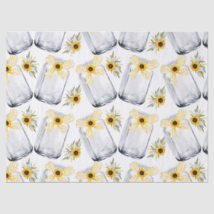 Papier Mousseline Mason Jar Tournesol Fleur Russe Tissu Papier