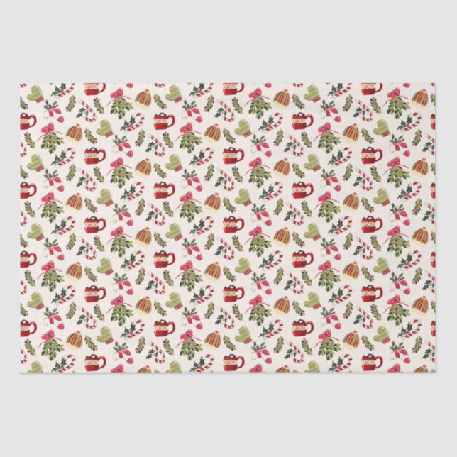 Papier Mousseline Matin de Noël avec cacao et Marshmallows (Recto)