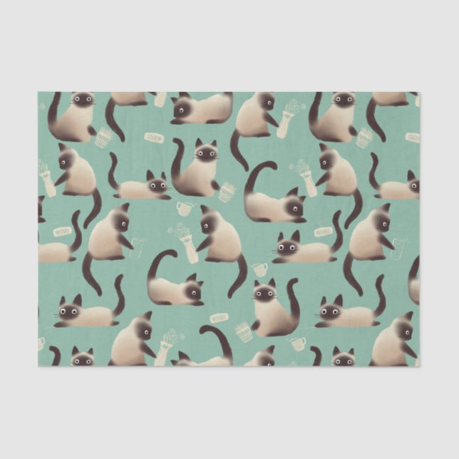 Papier Mousseline Mauvais chats siamois frapper des trucs (Recto)