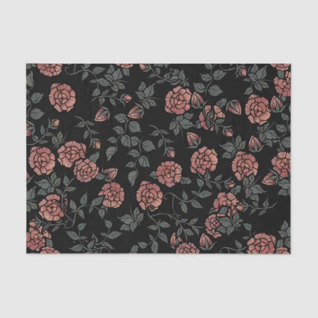 Papier Mousseline Mauve Dusty Floral Motif Fleurs (Recto)
