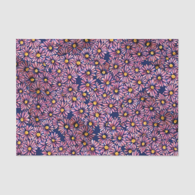 Papier Mousseline Mauve Moody Daisies (Recto)