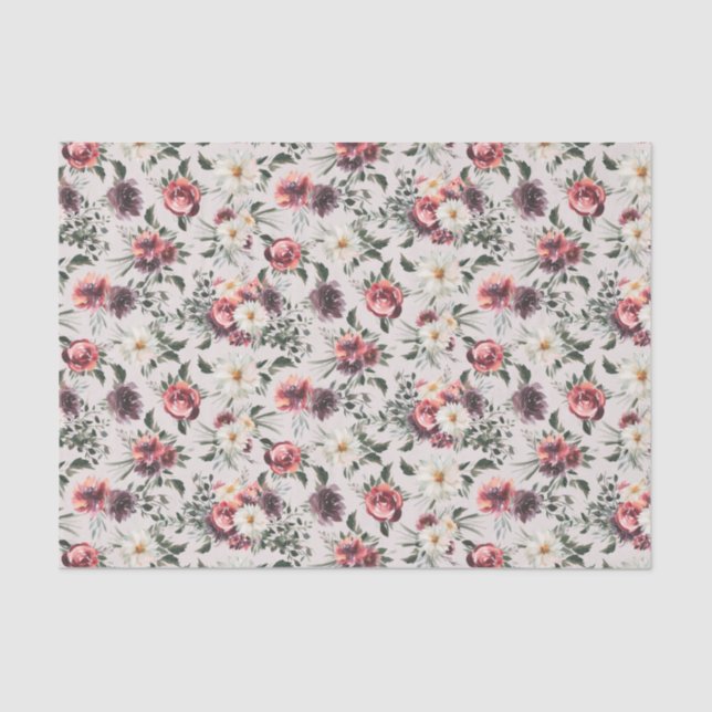 Papier Mousseline Mauve Rose Purple Peonies Papier Tissu Moderne (Recto)