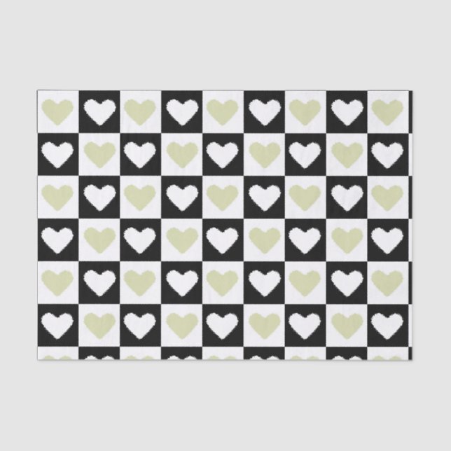 Papier Mousseline Mazipoodles Coeurs Résumé Olive Green Mini (Recto)