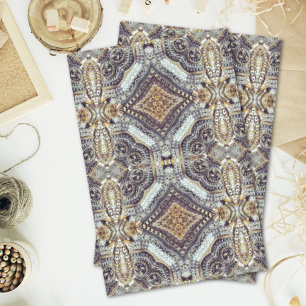 Papier Mousseline Médaillon d'or gris kaléidoscopique