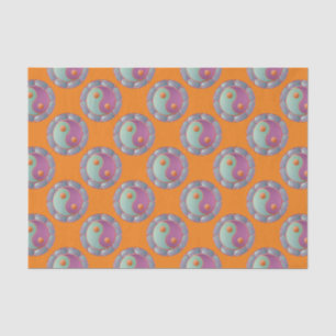 Papier Mousseline Médaillon Yin Yang Violet Turquoise