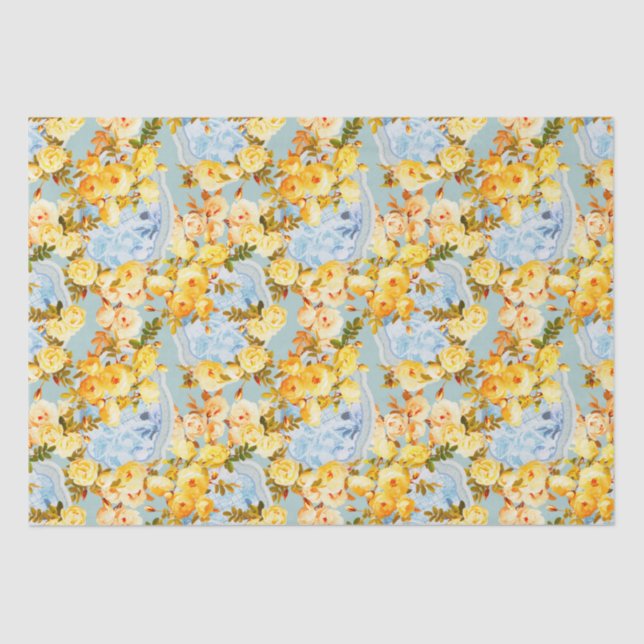 Papier Mousseline Médaillons et Roses (Recto)