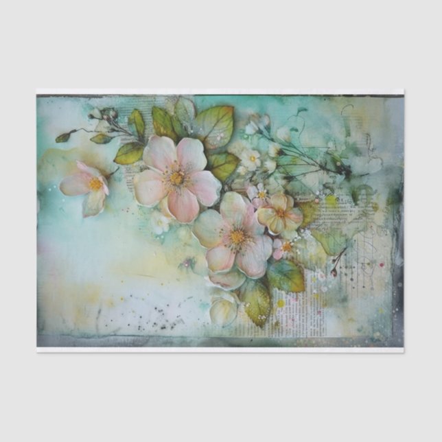 Papier Mousseline Média mixte Turquoise souple (Recto)