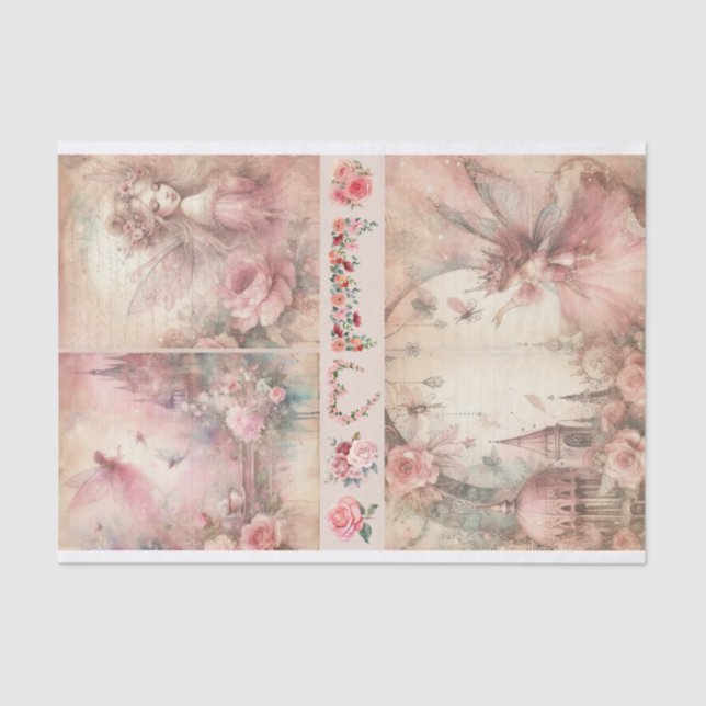 Papier Mousseline Médias mixtes Artiste Pink Junk Journal Fairy Coll (Recto)