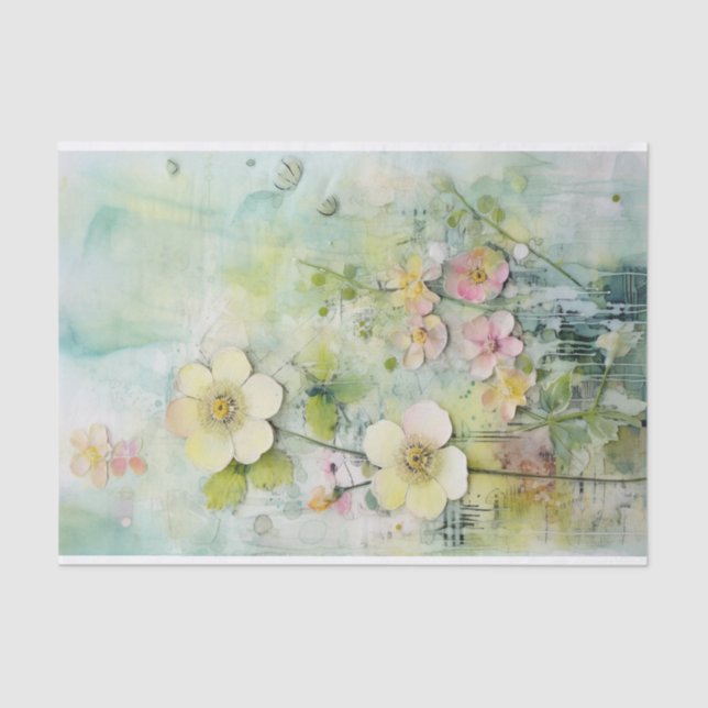 Papier Mousseline Médias mixtes dans un charmant turquoise et citron (Recto)