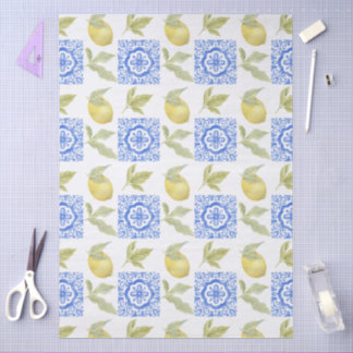 Papier Mousseline Mediterrenean Citrus Lemon pattern