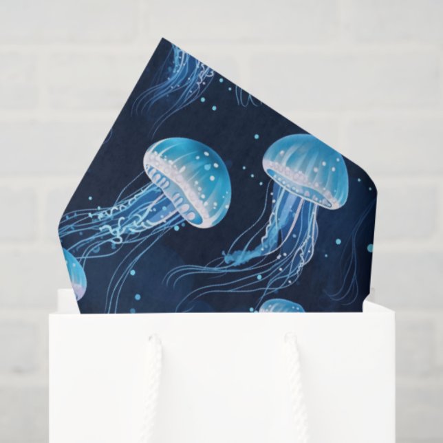 Papier Mousseline Méduse bleu clair  (Sac cadeau)
