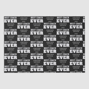 Papier Mousseline Meilleur Entraîneur Jour Nom Année Blanc Noir