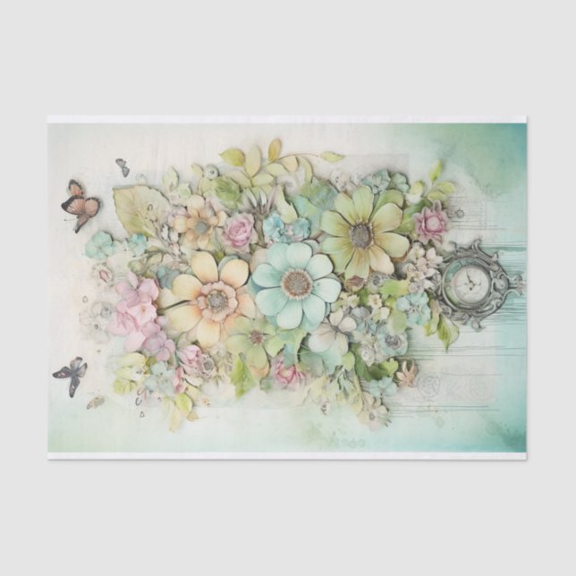 Papier Mousseline Mélange de médias avec papillons (Recto)