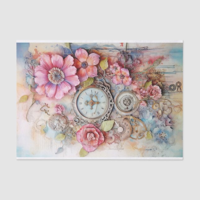 Papier Mousseline Mélange de médias dans les roses vibrantes (Recto)