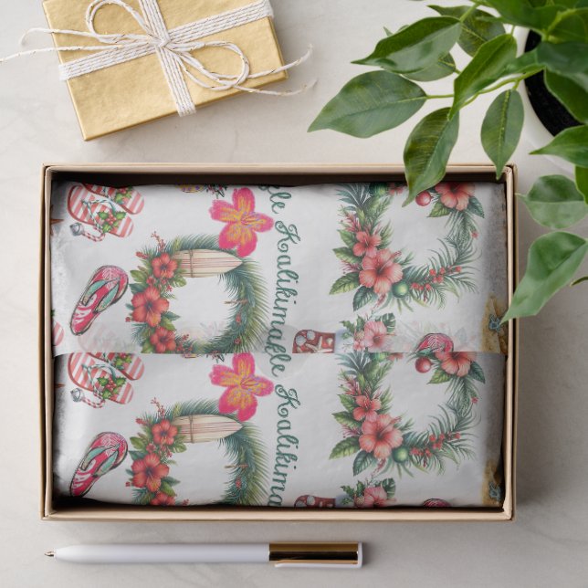 Papier Mousseline Mele Kalikimaka à la plage (Cadeau)