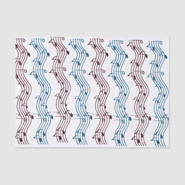 Papier Mousseline Mélomanes rouges et bleus (Recto)