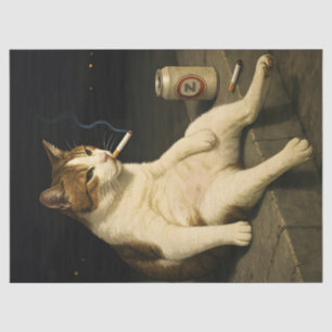 Papier Mousseline Meme de chaton cigarette drôle de chat qui fume Ge
