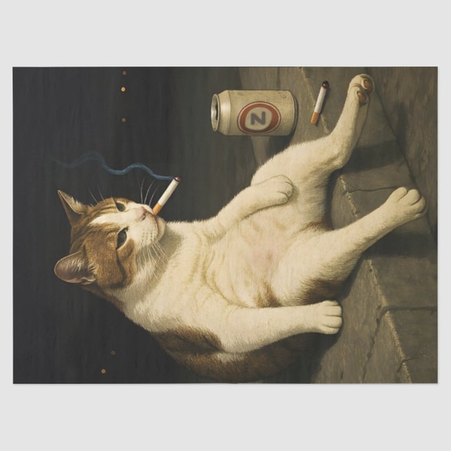 Papier Mousseline Meme de chaton cigarette drôle de chat qui fume Ge (Recto)