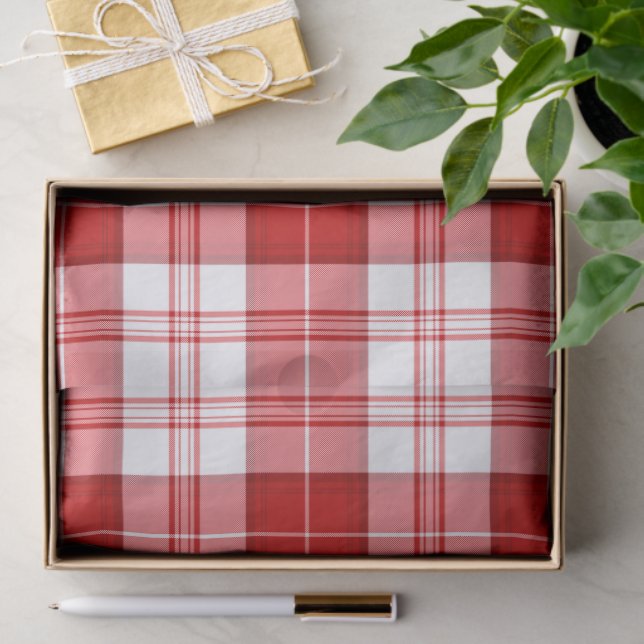 Papier Mousseline Menzies tartan rouge blanc plaid (Cadeau)