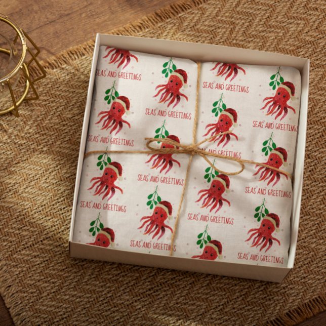 Papier Mousseline Mer octopus mignonne et Mistletoe de voeux (Créateur téléchargé)