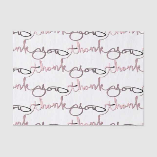 Papier Mousseline "Merci" Rose Gold&Gray Gradient Mains écrites (Recto)
