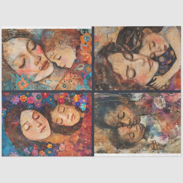 Papier Mousseline Mère Enfant Artiste Artiste Collage Découpage 3 (Recto)