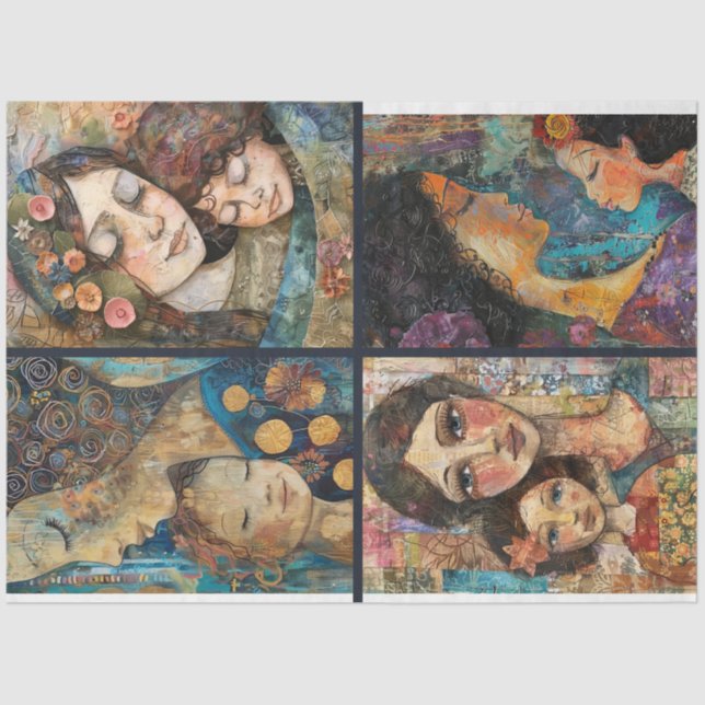 Papier Mousseline Mère Enfant Artiste Artiste Collage Découpage 4 (Recto)