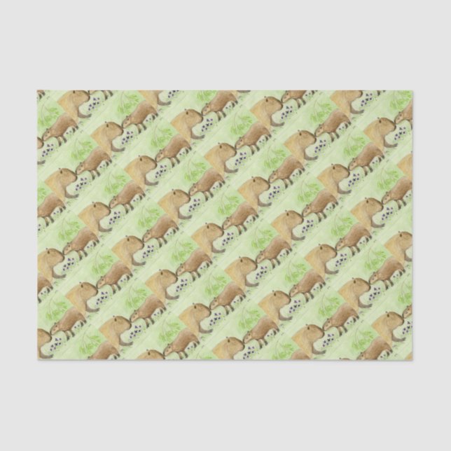Papier Mousseline Mère et bébé Capybara (Recto)