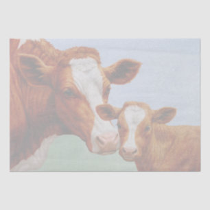 Papier Mousseline Mère Guernesey Vache et Mignonne Veau