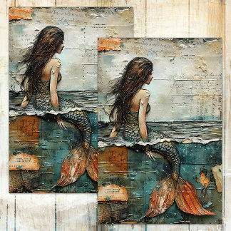 PAPIER MOUSSELINE MERMAID EN PAPIER TISSU DE DÉCOUPAGE MÉDIA