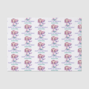 Papier Mousseline Mermaid heureux 1er anniversaire violet et turquoi