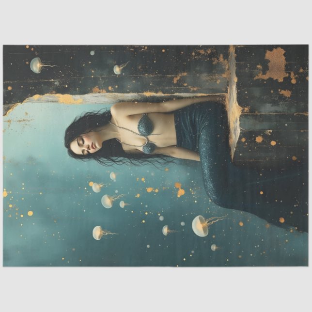 Papier Mousseline Mermaid Jellyfish Ocean Fantasy Poster (Recto)