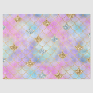 Papier Mousseline Mermaid Parties scintillant d'or rose violet