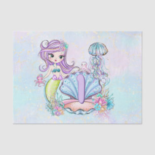 Papier Mousseline Mermaid Premier anniversaire Whimsical Sea Life