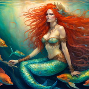 Papier Mousseline Mermaid Red Hair Queen v4