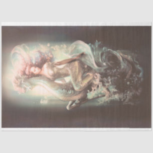 Papier Mousseline Mermaid Riding Seahorse Decoupage