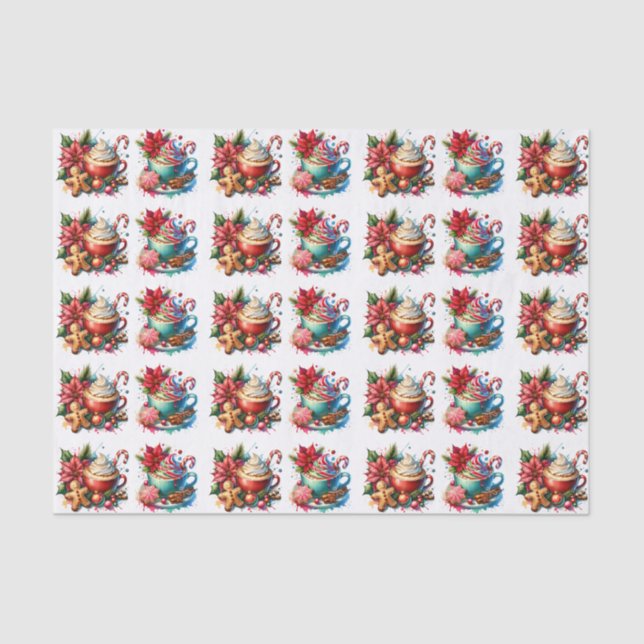 Papier Mousseline Merry Christmas Hot Cocoa and Cookies (Recto)