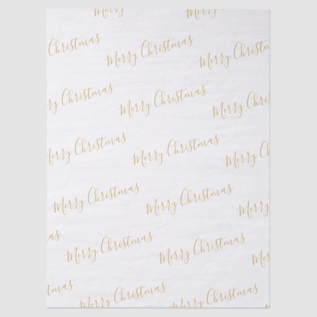 Papier Mousseline Merry Christmas in Gold, or Your Message (Recto)