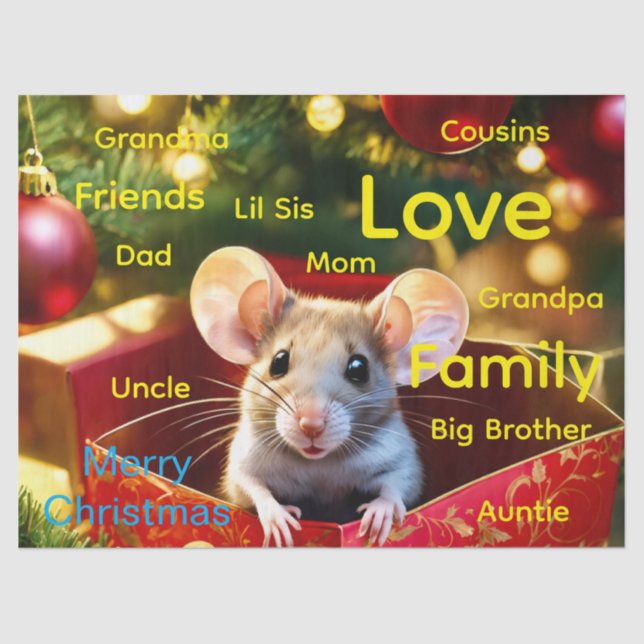 Papier Mousseline Merry Christmas Mouse Tissue Paper (Recto)
