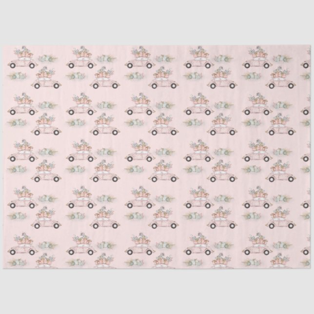 Papier Mousseline Merveilleuse voiture Pastels de Noël (Recto)