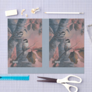 Papier Mousseline Mésanges peintes DBL