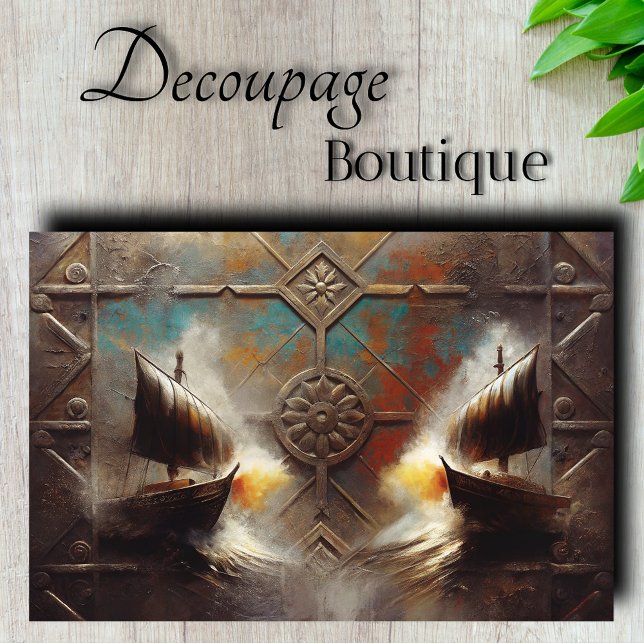 Papier Mousseline Métal découpé Twin Longships (Twin Longships Metalwork Decoupage Tissue Paper)